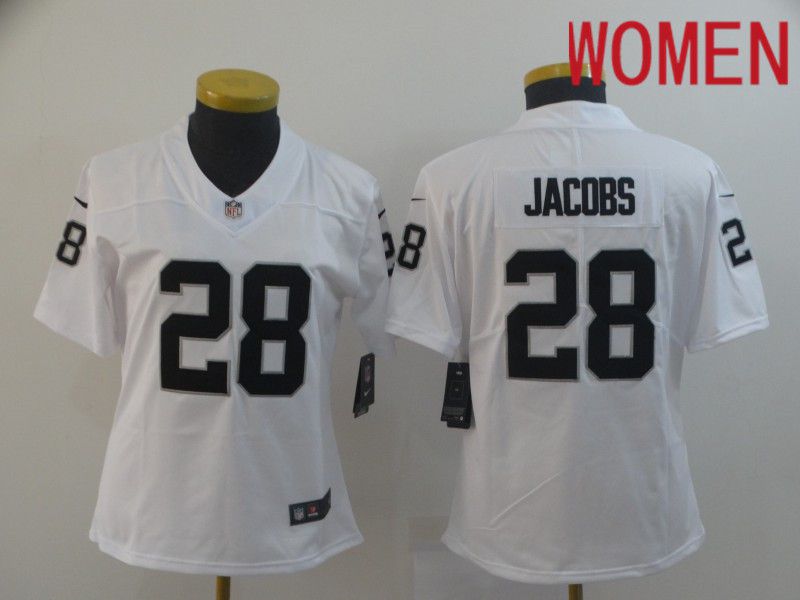 Women Oakland Raiders #28 Jacobs White Nike Vapor Untouchable Limited Player NFL Jerseys->women nfl jersey->Women Jersey